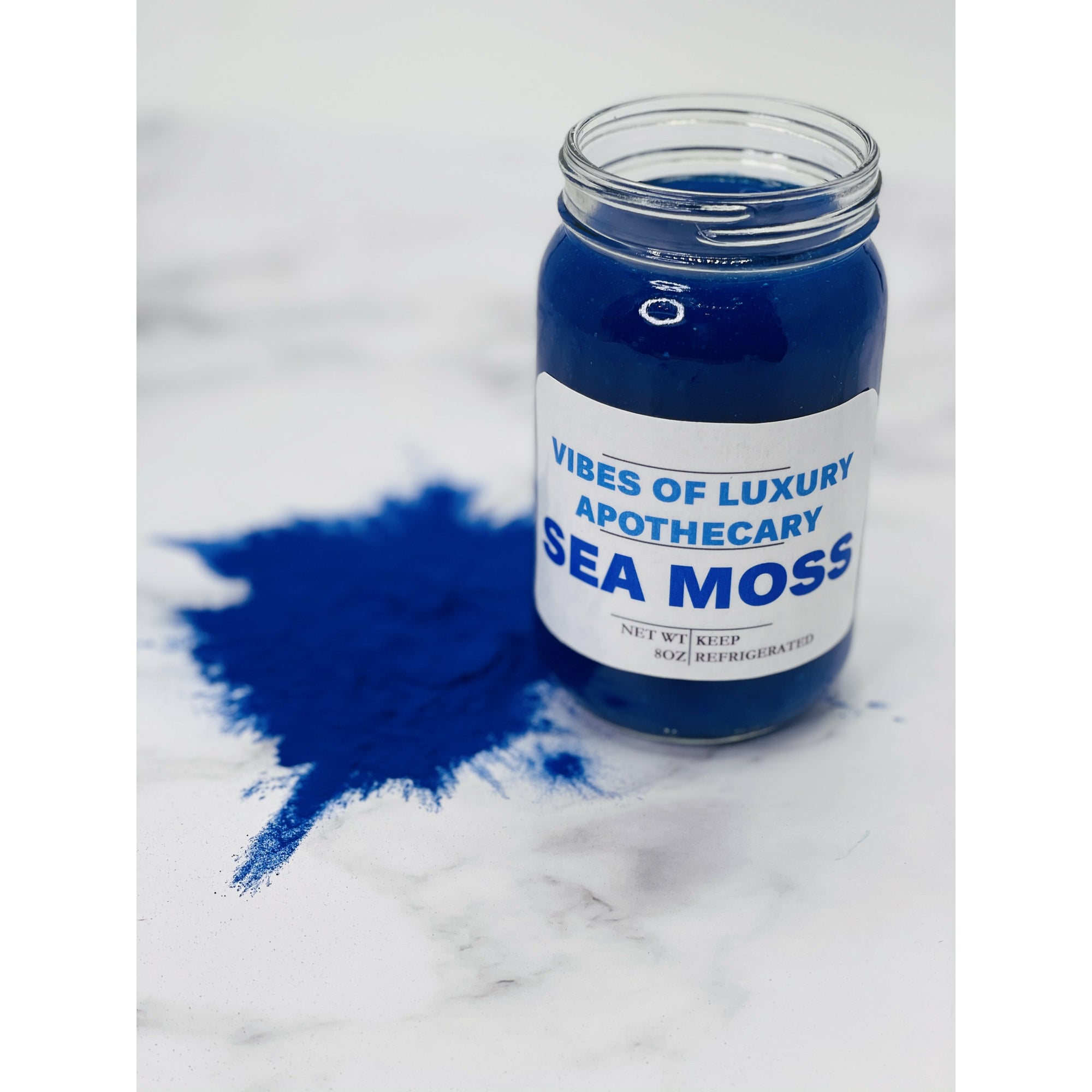 Light Gray Blue Spirulina Sea Moss NET WT. 8oz
